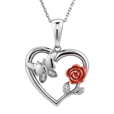 Herzanhänger rose-teilvergoldet, aus 925 Silber, Anlaufgeschützt, ca. 23 mm x 21 mm (ohne Kette)