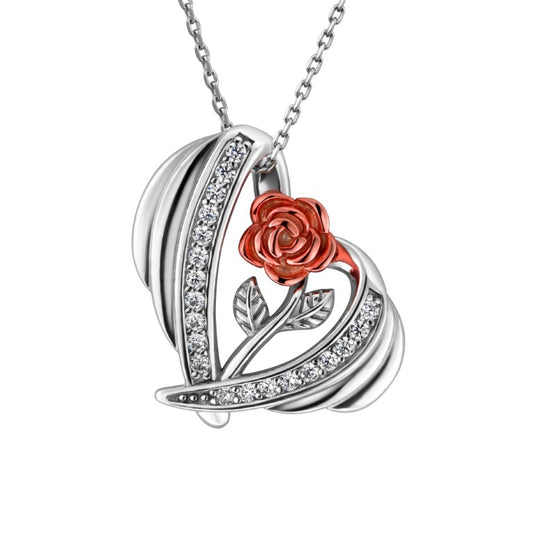 Herzanhänger rose-teilvergoldet, aus 925 Silber, Anlaufgeschützt, ca. 24 mm x 24 mm (ohne Kette)
