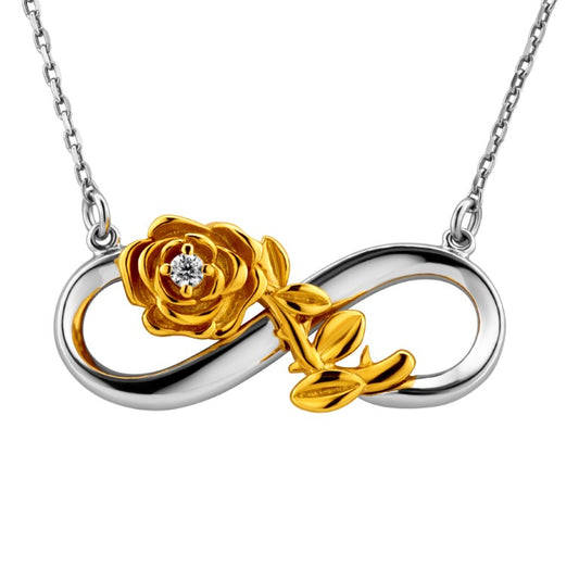 Infinity-Anhänger teilvergoldet, aus 925 Silber, Anlaufgeschützt, ca. 27 mm (ohne Kette)