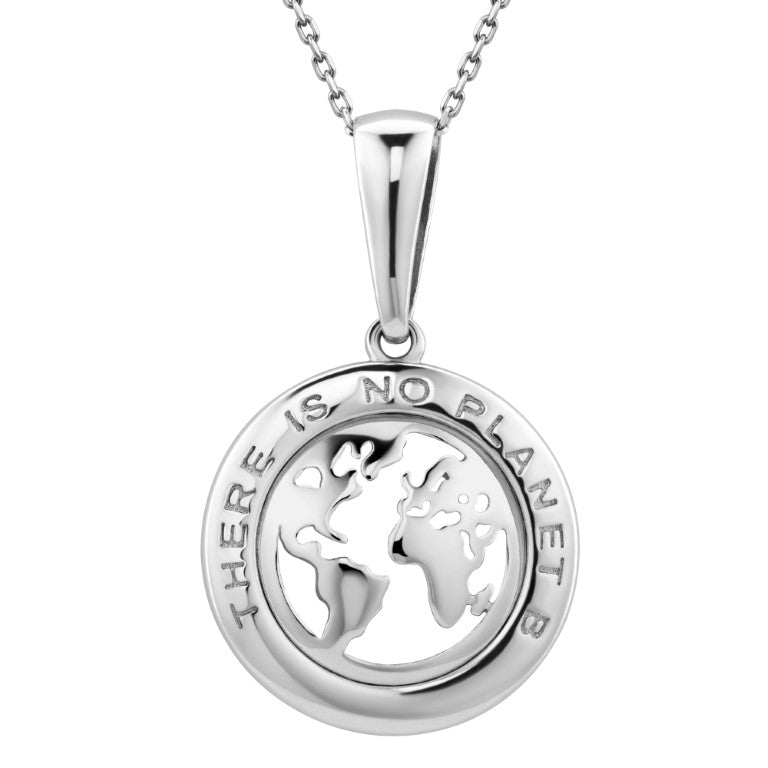 "There Is No Planet B" - Anhänger aus 925 Silber, Anlaufgeschützt, Durchmesser ca. 20,5 mm (ohne Kette)