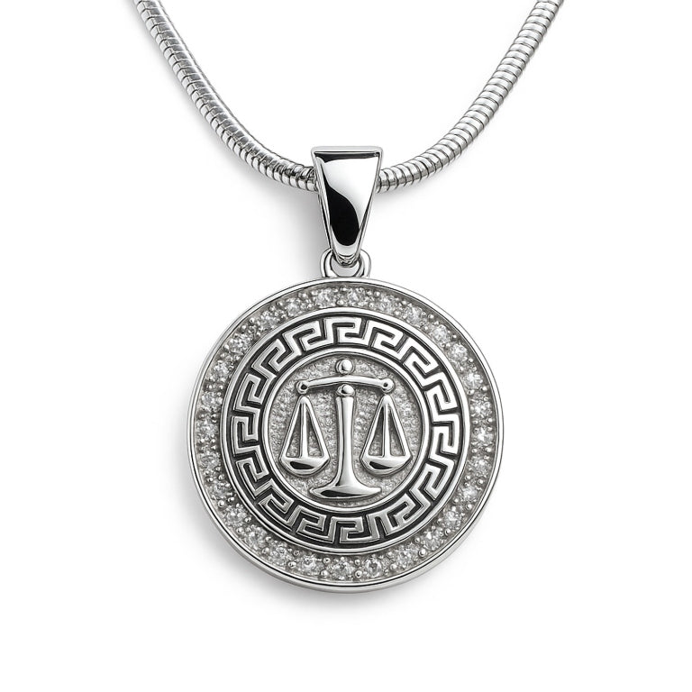 Ein Sternzeichenanhänger Waage, aus 925 Silber, Anlaufgeschützt, Durchmesser ca.  (ohne Kette)