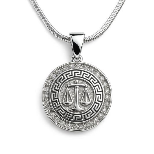 Ein Sternzeichenanhänger Waage, aus 925 Silber, Anlaufgeschützt, Durchmesser ca.  (ohne Kette)