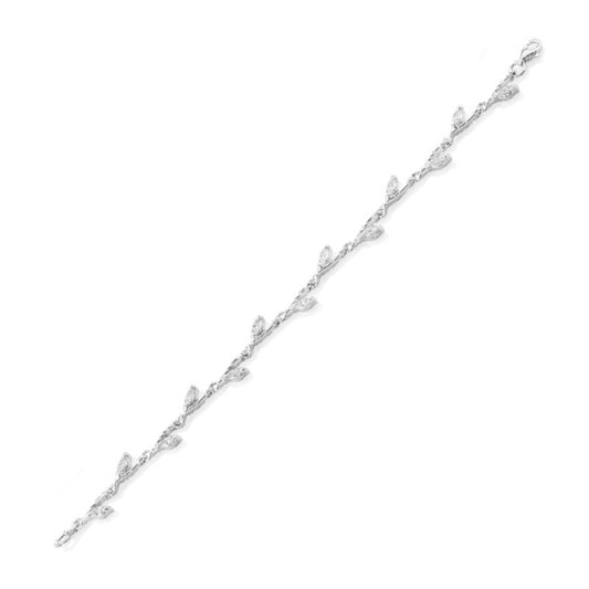 Ein Armband aus 925 Silber mit weißen Steinen, ca. 18-21 cm