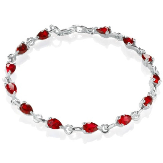 Ein Armband aus 925 Silber mit roten Steinen, ca. 18-21 cm