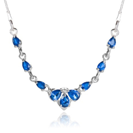 Ein Silbercollier mit blauen Steinen, aus 925 Silber, Länge 45+4 cm