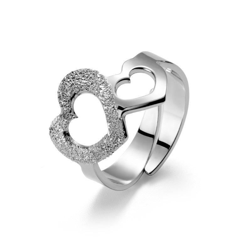 Ein Damenring mit Herzmuster, Einheitsgröße, aus 925 Silber