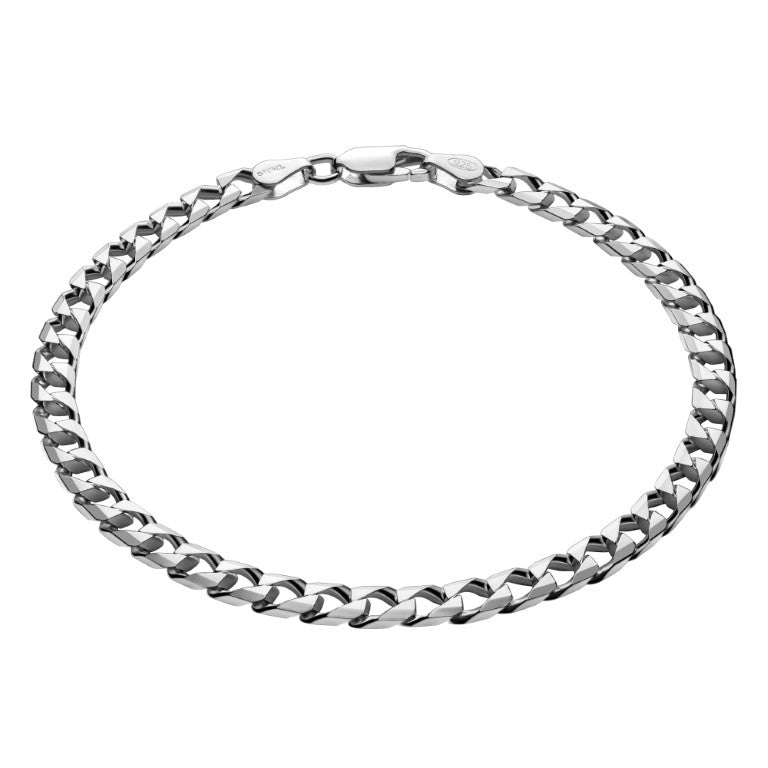Square Curb Armband, 925 Silber, Anlaufgeschützt Breite 4,9 mm, Länge 21 cm