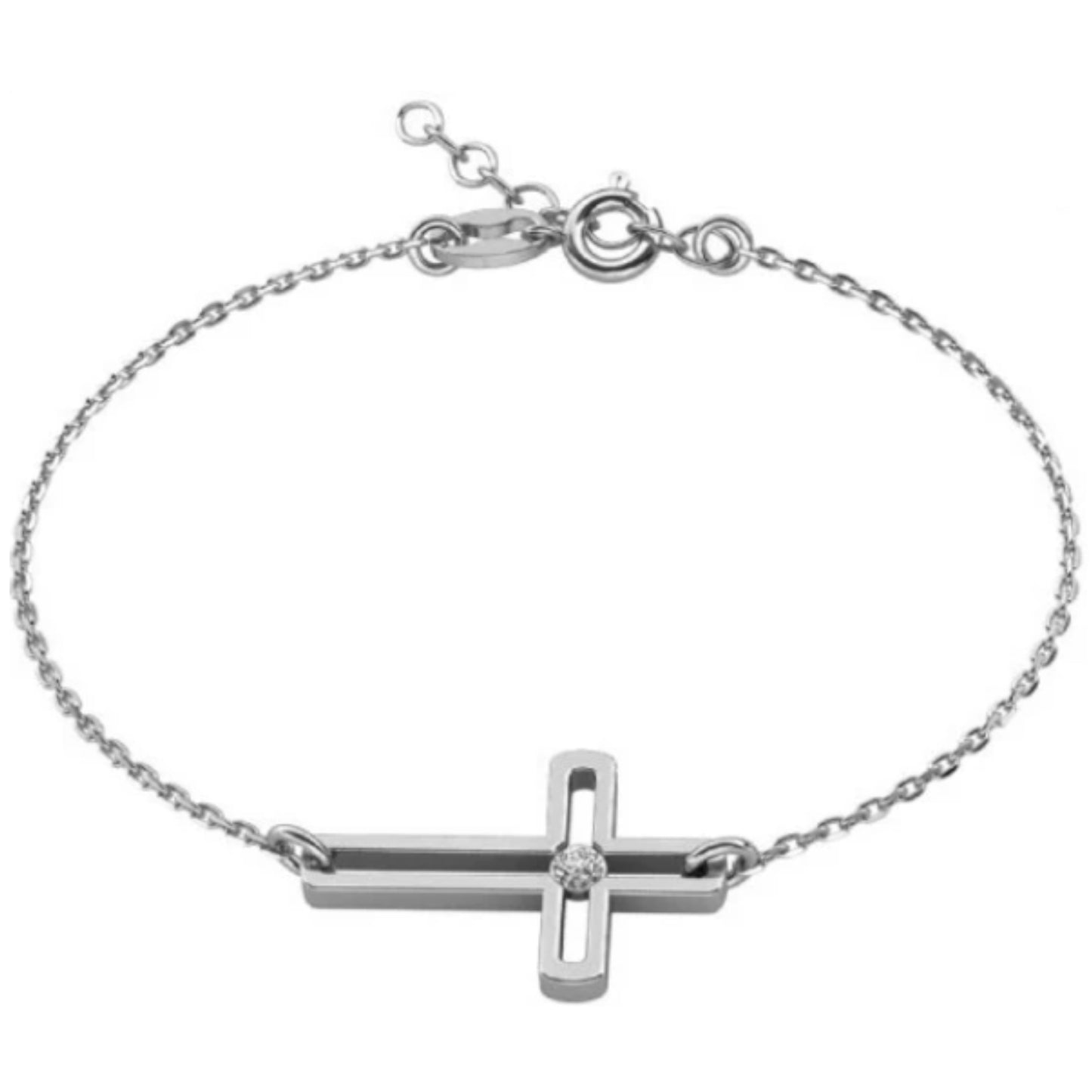 Ein Damenarmband mit einem Kreuz, aus 925 Silber, Anlaufgeschützt Breite 0,6 mm, Länge 16-19,5 cm