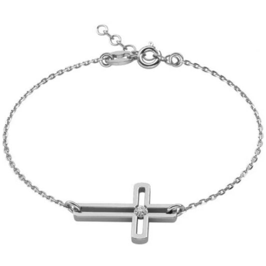 Ein Damenarmband mit einem Kreuz, aus 925 Silber, Anlaufgeschützt Breite 0,6 mm, Länge 16-19,5 cm