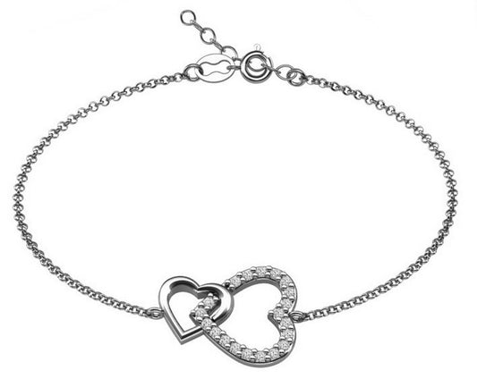 Ein Herzen-Armband aus 925 Silber, Anlaufgeschützt Breite 0,6 mm, Länge 16-19,5 cm