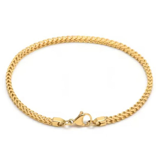 Vergoldetes Armband aus diamantierter Francokette, 925 Silber, Anlaufgeschützt Breite 4 mm, Länge 20 cm