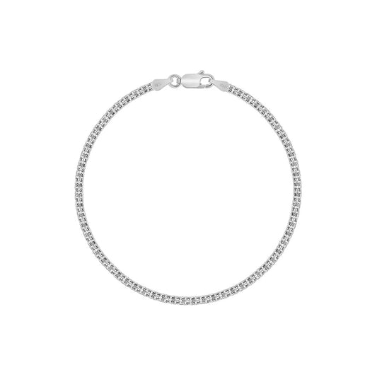 2-faches Bismarck-Armband aus 925 Silber, Anlaufgeschützt, Breite 3,0 mm, Länge 19 cm