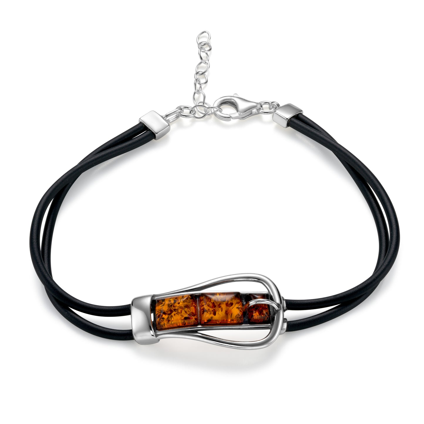 Ein Armband aus 925 Silber, mit Lederriemen, Anlaufgeschützt, Länge 19 cm - 22 cm