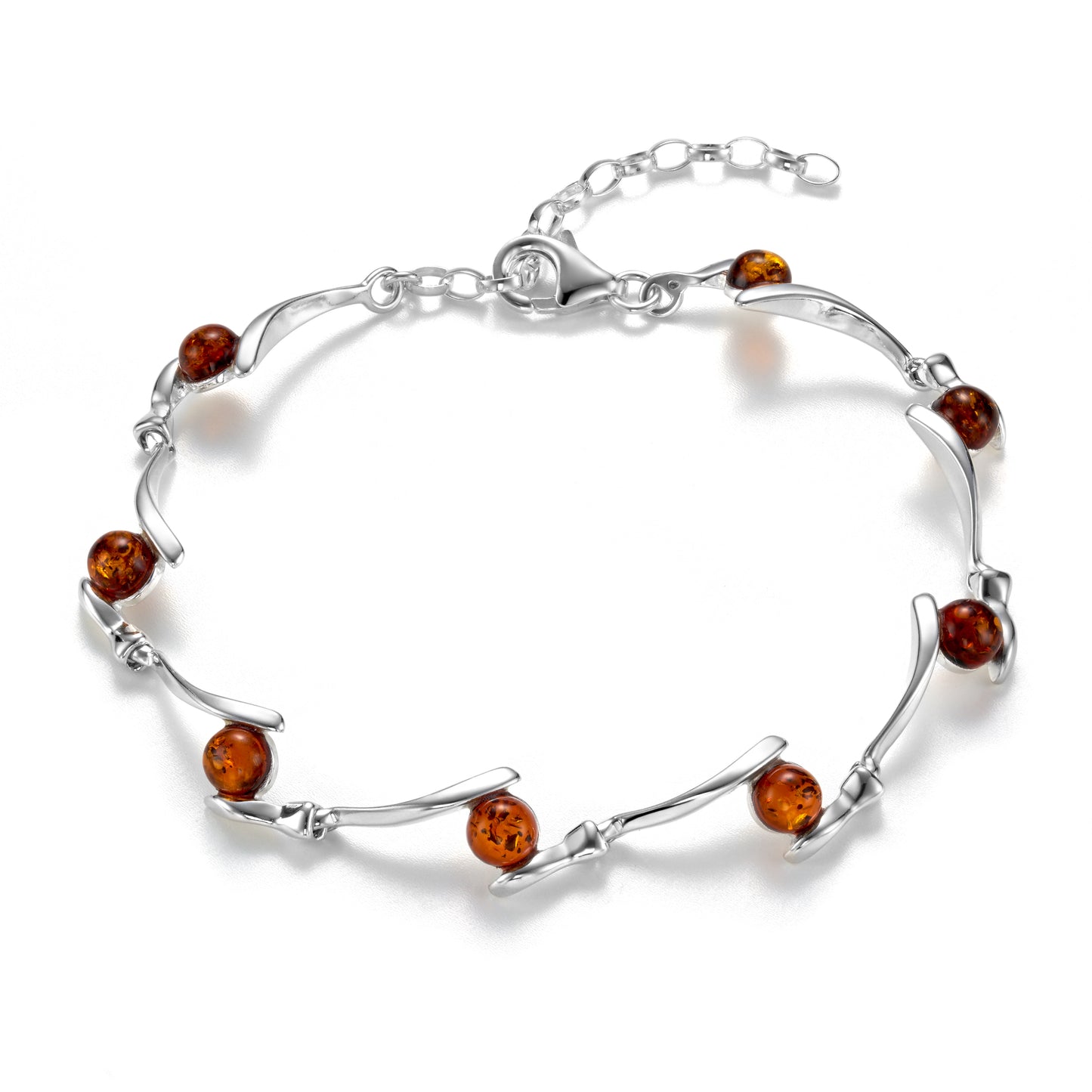 Ein Bernsteinarmband aus 925 Silber, Anlaufgeschützt, Länge 18 cm - 22 cm
