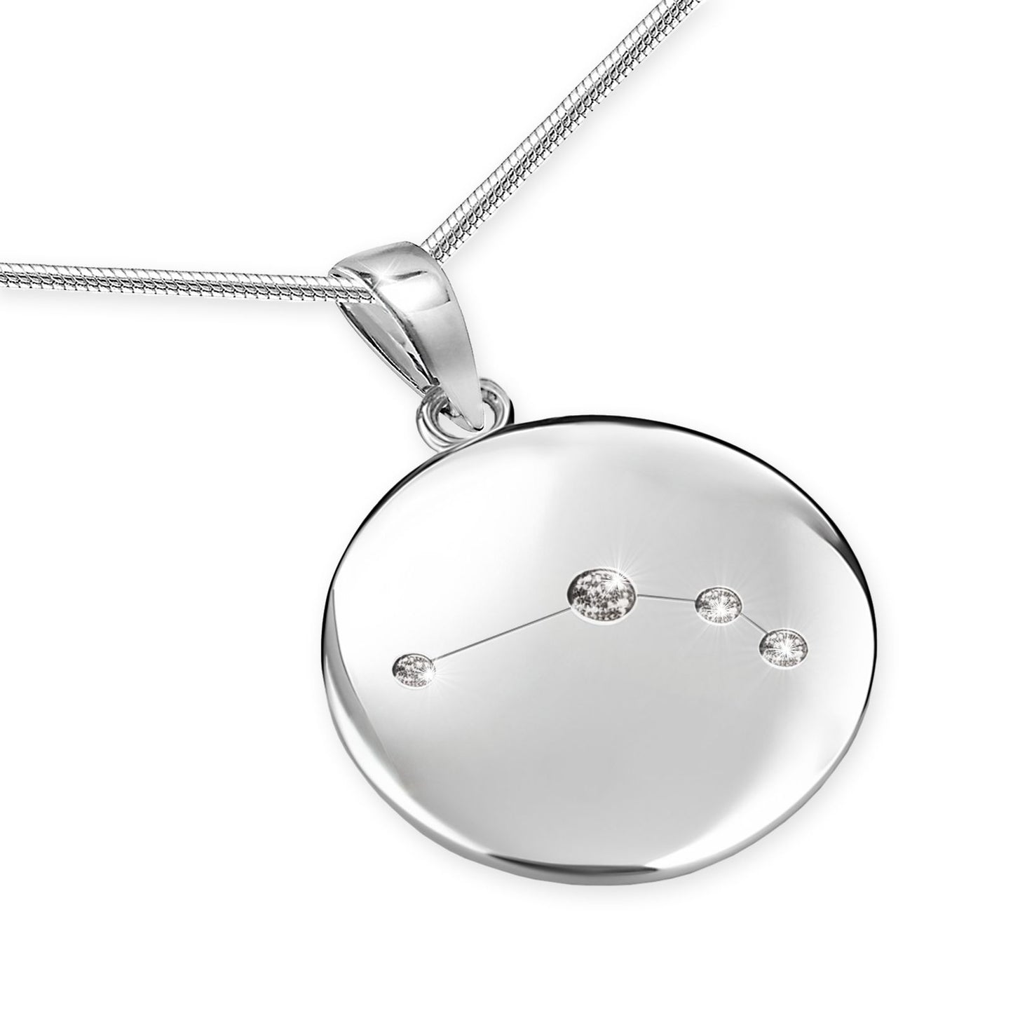 Ein Sternzeichenanhänger Widder, aus 925 Silber, Anlaufgeschützt, Durchmesser ca. 20 mm (ohne Kette)