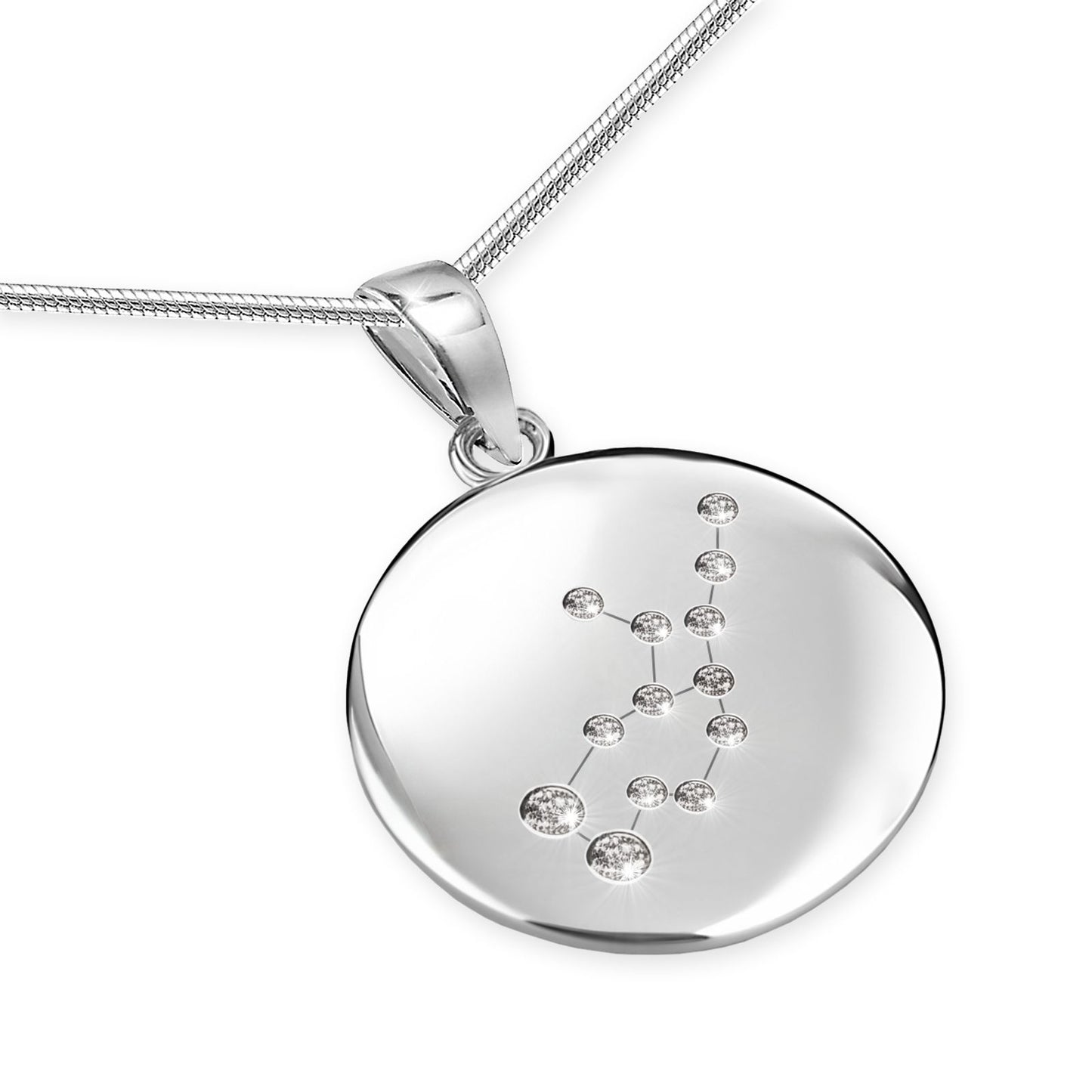 Ein Sternzeichenanhänger Jungfrau, aus 925 Silber, Anlaufgeschützt, Durchmesser ca. 20 mm (ohne Kette)