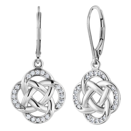 Silberohrringe "Unendlichkeit", englischer Verschluss, rhodiniert aus 925 Silber, 17 mm x 17 mm, Anlaufgeschützt