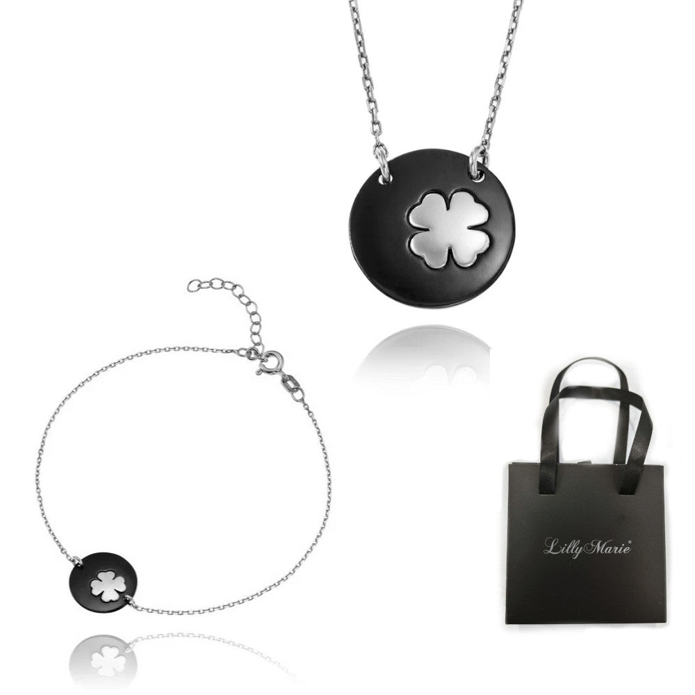 Ein Kleeblatt Anhänger und Armband aus 925 Silber mit Geschenkverpackung für Vitrine/Geschenkläden