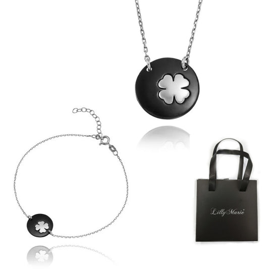 Ein Kleeblatt Anhänger und Armband aus 925 Silber mit Geschenkverpackung für Vitrine/Geschenkläden