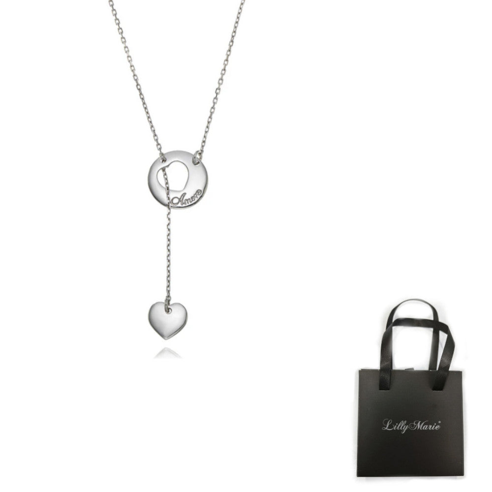 Feine Kette mit rundem Anhänger und Ohrringe mit Geschenkverpackung für Vitrine/Geschenkläden