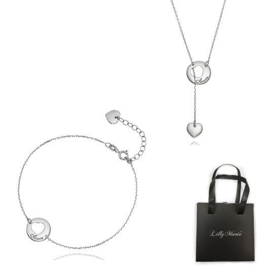 Feine Kette mit rundem Anhänger und Ohrringe mit Geschenkverpackung für Vitrine/Geschenkläden