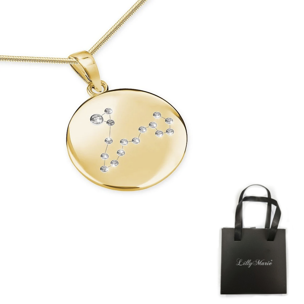 Vergoldete Silberkette mit Sternzeichen Fische-Anhänger und Armband mit Verpackung für Vitrine/Geschenkläden