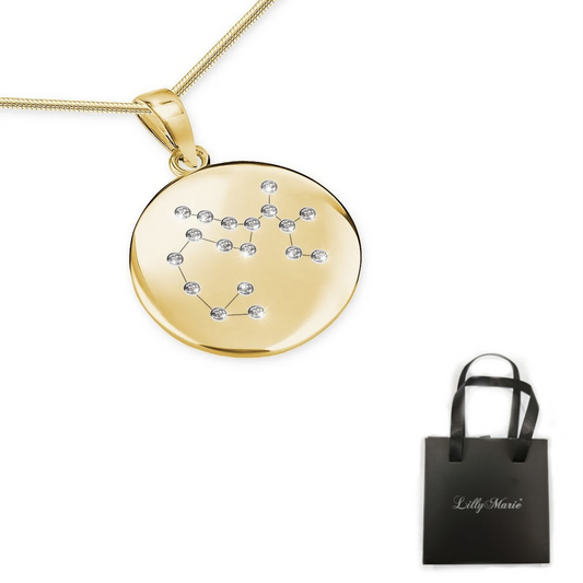 Vergoldete Silberkette mit Sternzeichen Schütze-Anhänger und Armband mit Verpackung für Vitrine/Geschenkläden