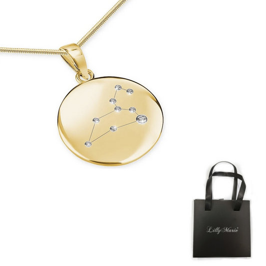 Vergoldete Silberkette mit Sternzeichen Löwe-Anhänger und Armband mit Verpackung für Vitrine/Geschenkläden