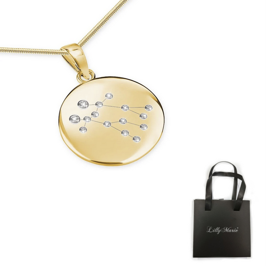 Vergoldete Silberkette mit Sternzeichen Zwillinge-Anhänger und Armband mit Verpackung für Vitrine/Geschenkläden