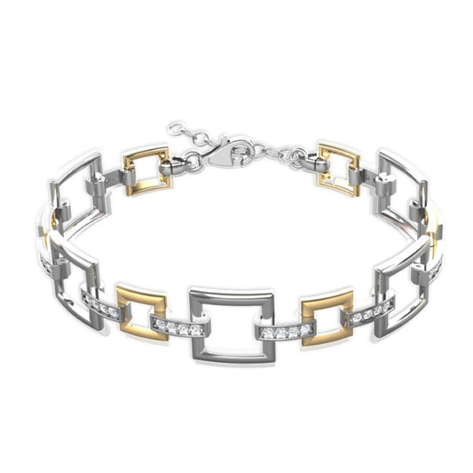 Ein teilvergoldetes Armband aus 925 Silber, Anlaufgeschützt Breite 15 mm, Länge 18-21 cm