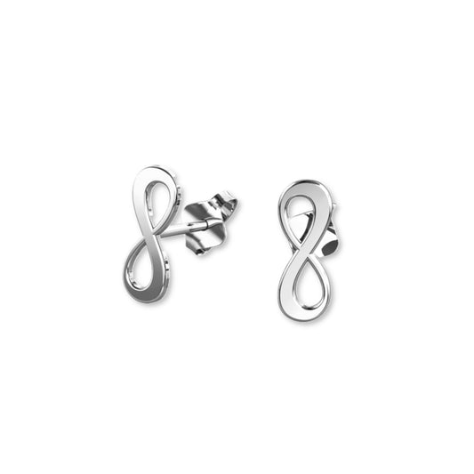 Silberohrringe Unendlichkeit/Infinity, rhodiniert, Stecker aus 925 Silber, Anlaufgeschützt
