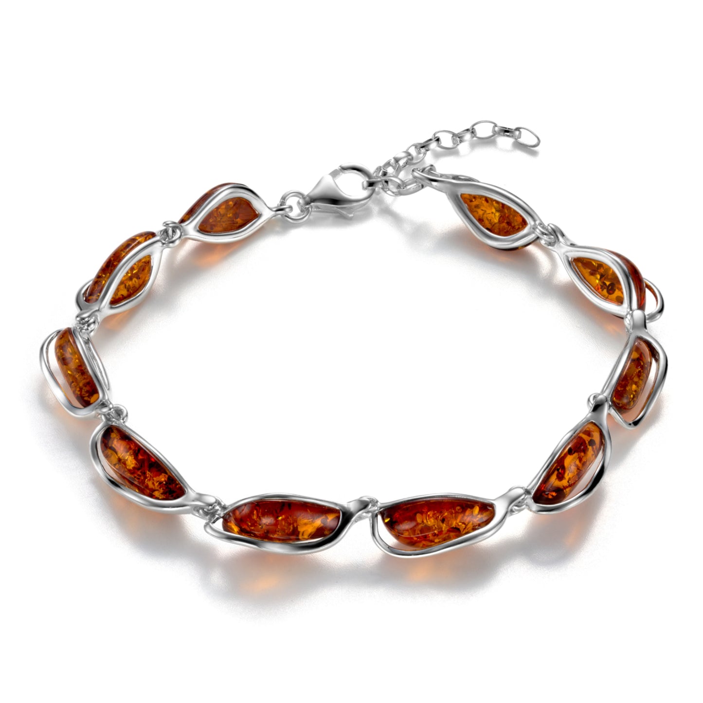 Ein Bernsteinarmband aus 925 Silber, Anlaufgeschützt, Länge 19 cm - 22 cm