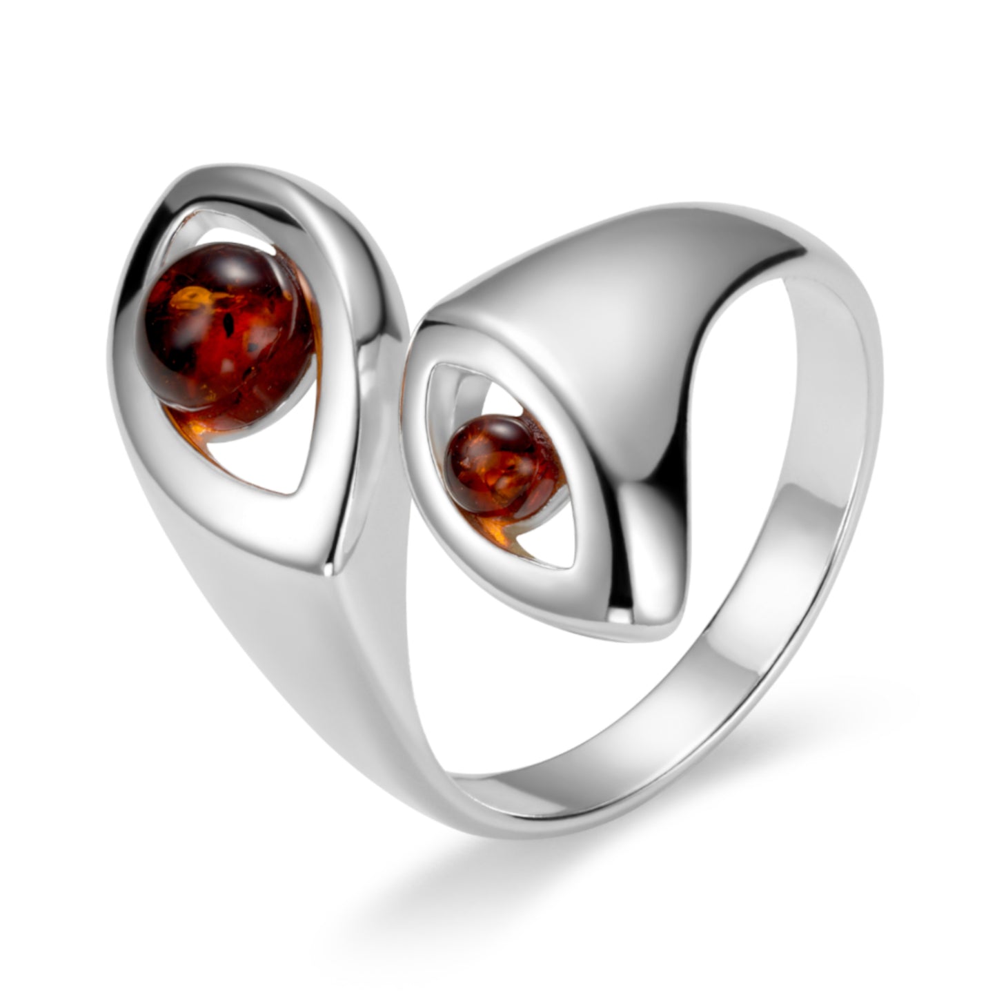 Ein Silberring mit Bernstein, Verstellbar, aus 925 Silber
