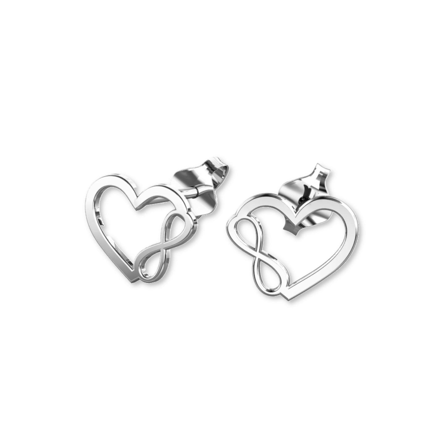 Silberohrringe Herzen "ewige Liebe", rhodiniert, Stecker aus 925 Silber, Anlaufgeschützt