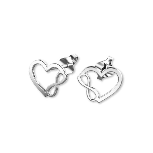 Silberohrringe Herzen "ewige Liebe", rhodiniert, Stecker aus 925 Silber, Anlaufgeschützt