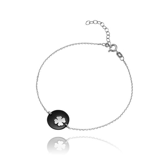 Ein Kleeblatt-Armband aus 925 Silber, Anlaufgeschützt Breite 0,6 mm, Länge 16-19,5 cm