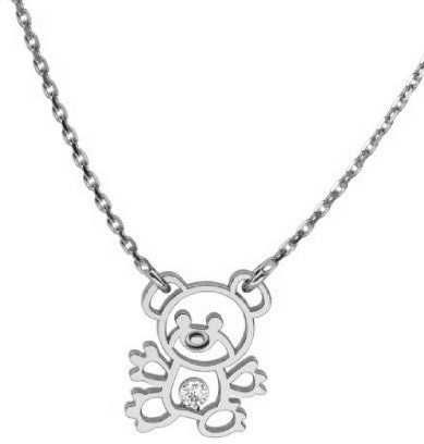 Ankerkette mit einem Teddybär-Anhänger, aus 925 Silber, Anlaufgeschützt, Breite 0,6 mm, Länge 36+3 cm