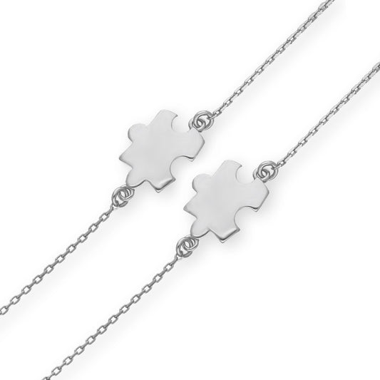 Ein Freundschaftsarmband für Kinder "Puzzle", aus 925 Silber, Anlaufgeschützt Breite 0,6 mm, Länge 16-19,5 cm