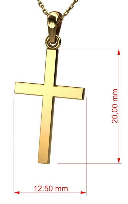 Ein Kreuzanhänger aus 333 Gold, 12,5 mm x 20 mm (ohne Kette)