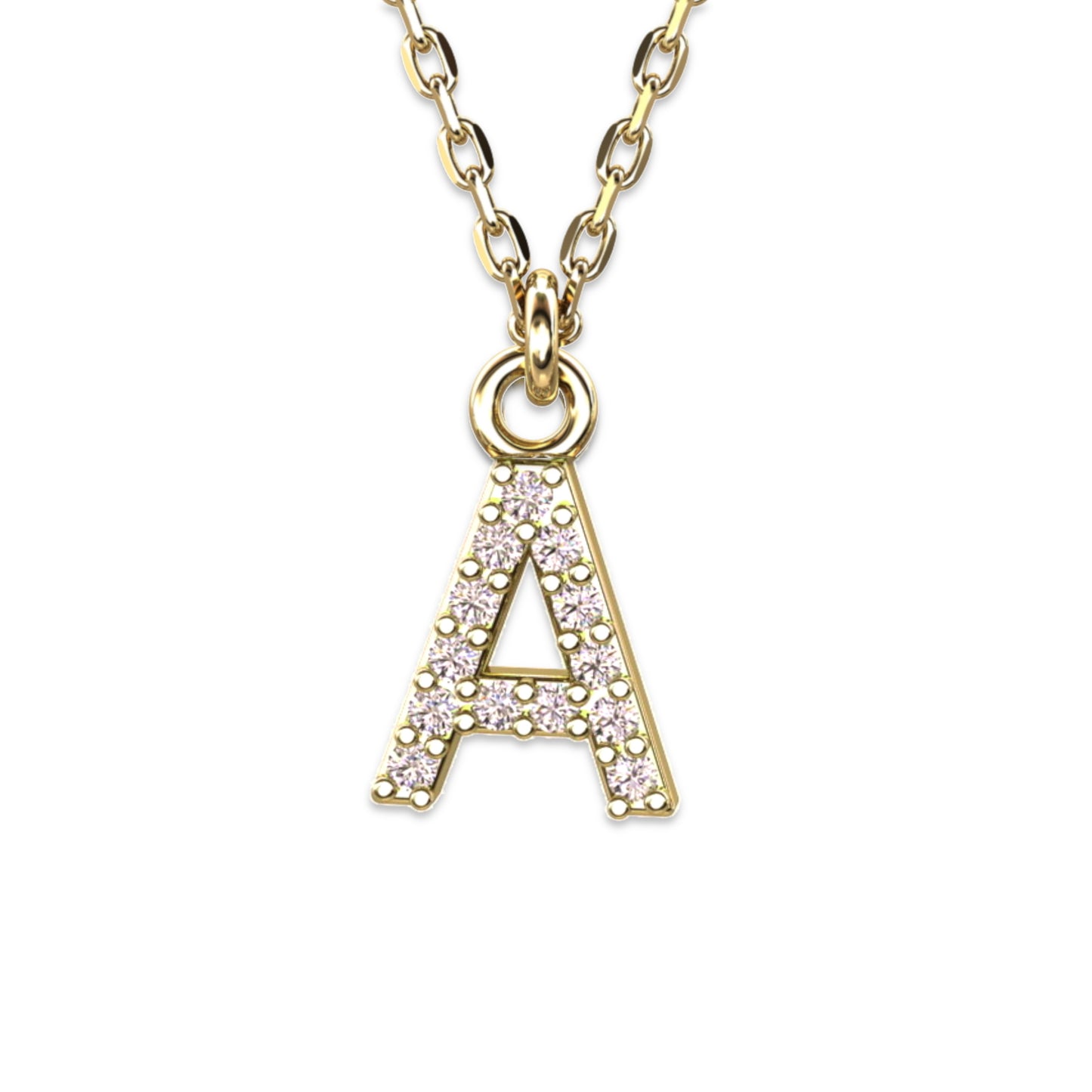 Vergoldete Ankerkette mit Buchstaben-Anhänger "A", aus 925 Silber, Breite ca 1 mm, Länge 40 + 3 cm