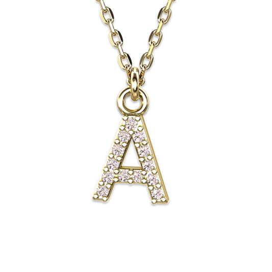 Vergoldete Ankerkette mit Buchstaben-Anhänger "A", aus 925 Silber, Breite ca 1 mm, Länge 40 + 3 cm