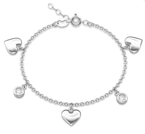 Ein Herzen-Armband aus 925 Silber, Anlaufgeschützt Breite 0,6 mm, Länge 16-19,5 cm