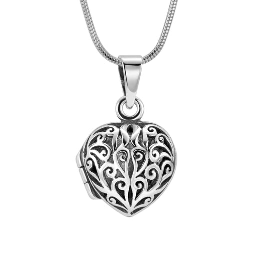 Herzenanhänger Medaillon zum Öffnen, aus 925 Silber, Anlaufgeschützt, ca. 19 mm x 17 mm (ohne Kette)