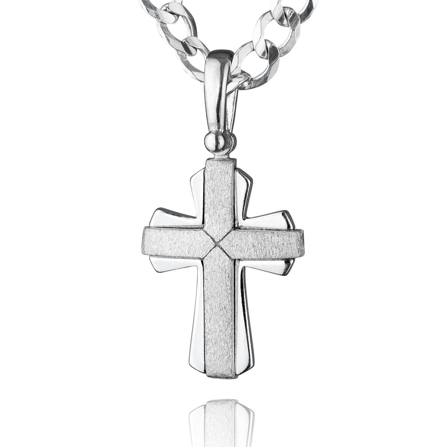 Kreuz aus massivem Silber 925, Anlaufgeschützt, Größe: 30 mm x 15 mm (ohne Kette)