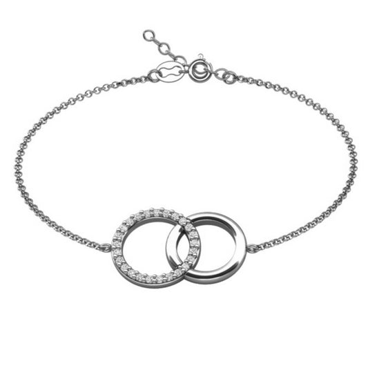 Ein Doppelring-Armband aus 925 Silber, Anlaufgeschützt Breite 0,6 mm, Länge 16-19,5 cm