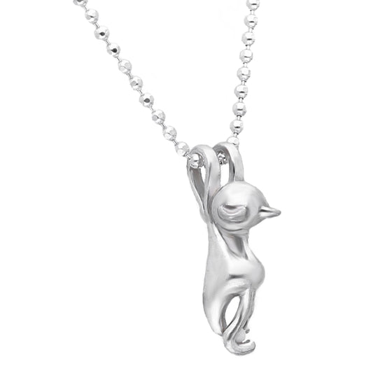 Katzenanhänger aus 925 Silber, Anlaufgeschützt, ca. 21 mm x 4 mm (ohne Kette)