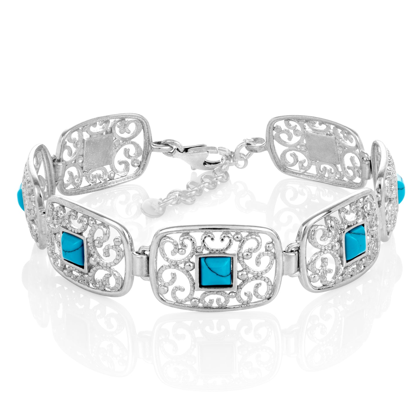 Ein Armband mit Türkis aus 925 Silber, Anlaufgeschützt Breite 15 mm, Länge 18-21 cm