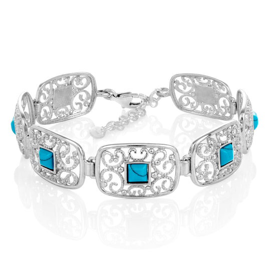 Ein Armband mit Türkis aus 925 Silber, Anlaufgeschützt Breite 15 mm, Länge 18-21 cm