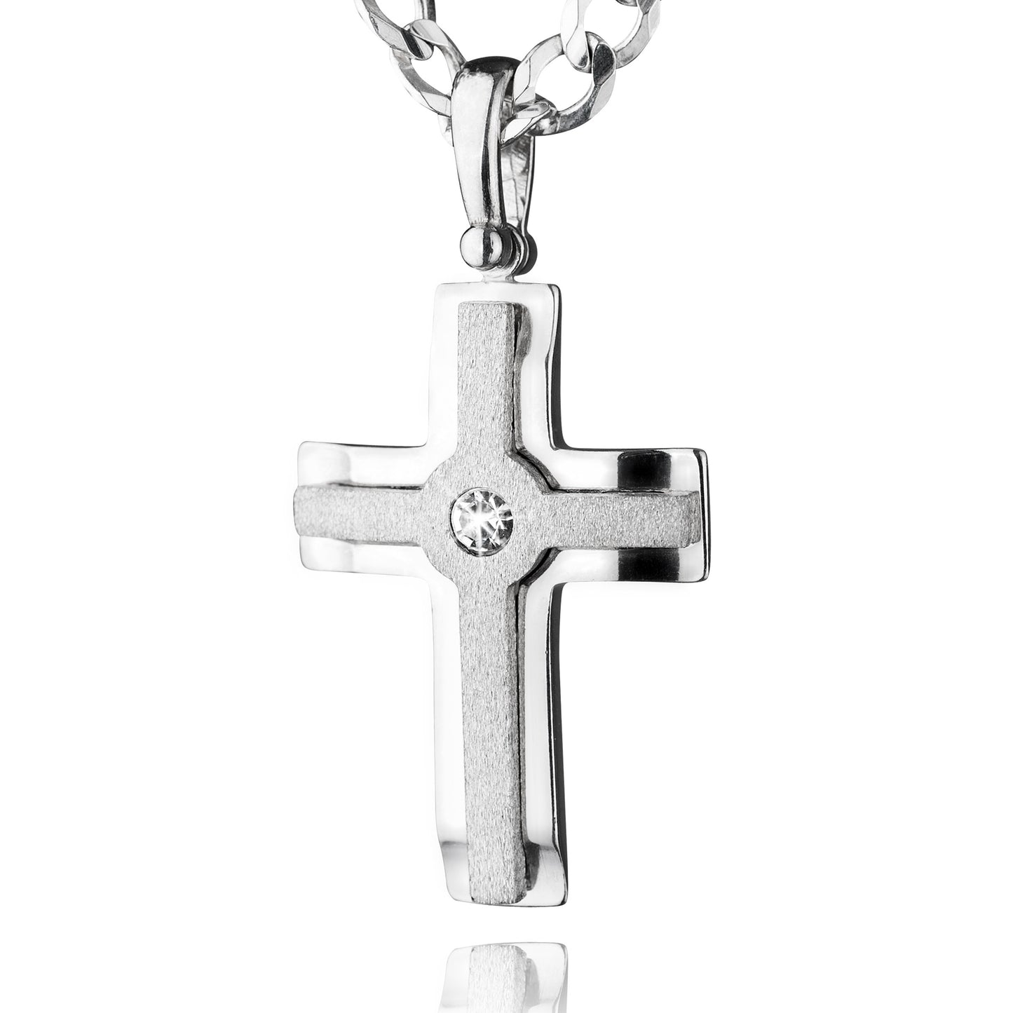 Kreuz aus massivem Silber 925, Anlaufgeschützt, Größe: 40 mm x 20 mm (ohne Kette)