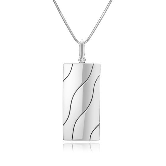Viereckiger Silberanhänger aus 925 Silber, Anlaufgeschützt, ca. 40 mm x 20 mm (ohne Kette)
